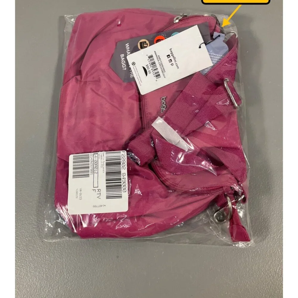 Baggallini Amanda RFID Crossbody Bag - Washable Nylon, Fuschia, Secure & Stylish - Picture 2 of 7